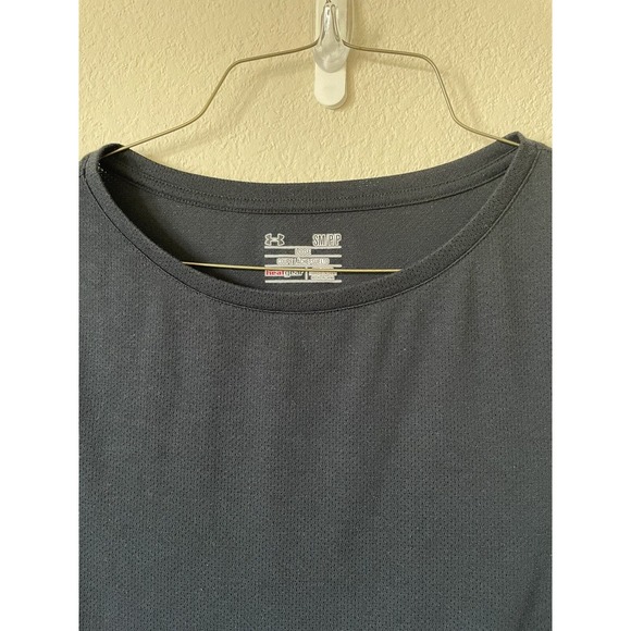 Under Armour HeatGear Logo Round Neck Short Sleeve Loose Athletic Top Size S - Picture 3 of 4